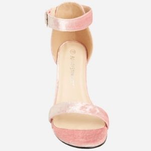 Velvet Open Toe Heeled Sandal - Wide